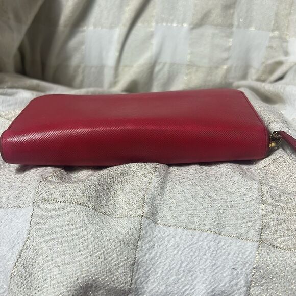 PRADA PINK SAFFIANO FIOCCO LEATHER BOW LONG ZIPPY WALLET WITH BOX - Picture 4 of 12